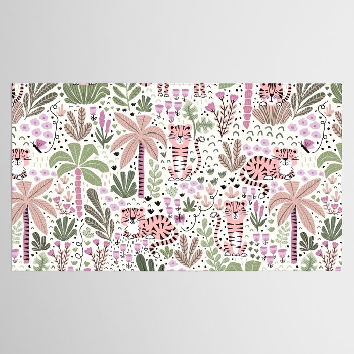 Pink Cute Tigers Tablecloth Gallery Image 2