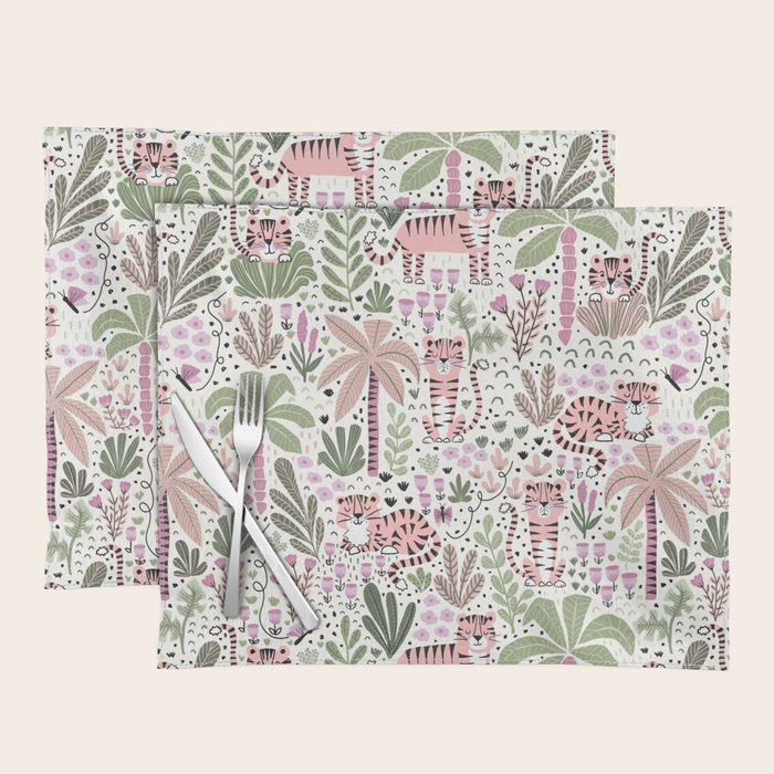 Pink Cute Tigers Placemat Gallery Image 1
