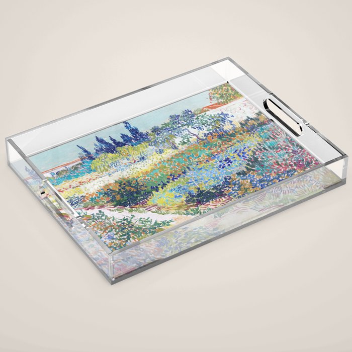 Vincent van Gogh  Garden at Arles 1888 Impressionism Flowers Landscape Art Exhibition Print Acrylic Tray Gallery Image 1