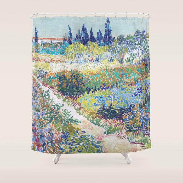 Vincent van Gogh  Garden at Arles 1888 Impressionism Flowers Landscape Art Exhibition Print Shower Curtain Gallery Image 1