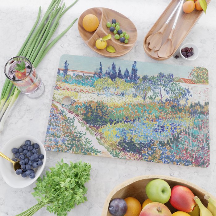 Vincent van Gogh  Garden at Arles 1888 Impressionism Flowers Landscape Art Exhibition Print Cutting Board Gallery Image 2