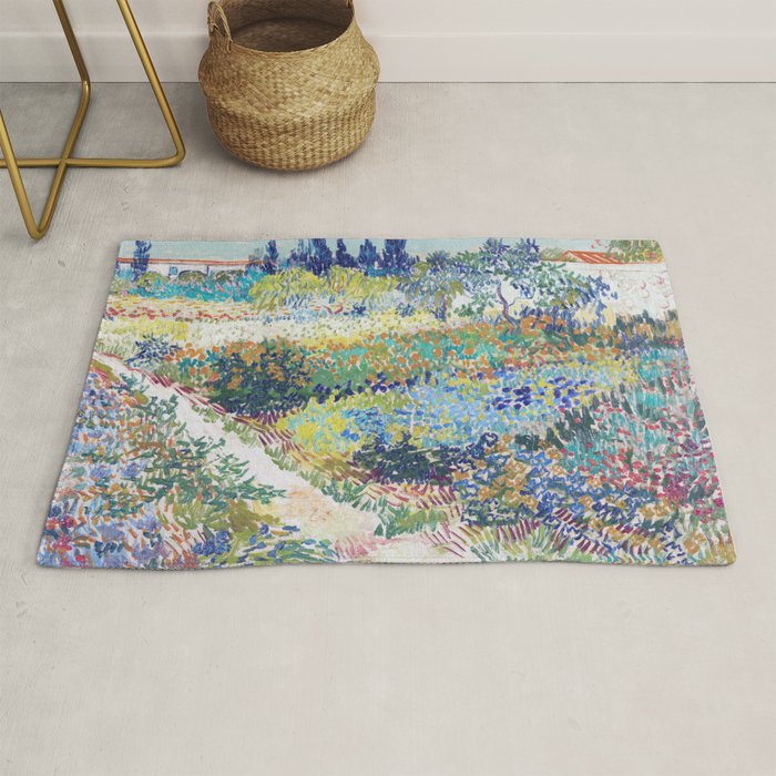 Vincent van Gogh  Garden at Arles 1888 Impressionism Flowers Landscape Art Exhibition Print Rug Gallery Image 1