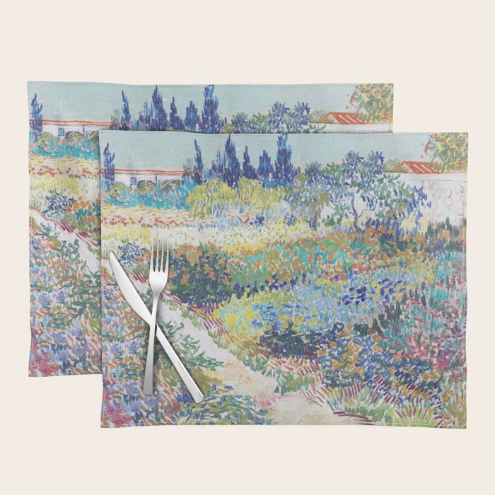 Vincent van Gogh  Garden at Arles 1888 Impressionism Flowers Landscape Art Exhibition Print Placemat Gallery Image 1