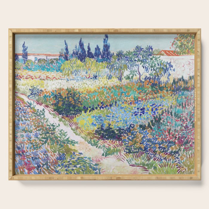 Vincent van Gogh  Garden at Arles 1888 Impressionism Flowers Landscape Art Exhibition Print Serving Tray Gallery Image 1