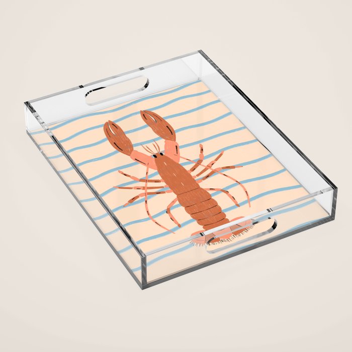 Lobster - Blue Stripes Acrylic Tray Gallery Image 1
