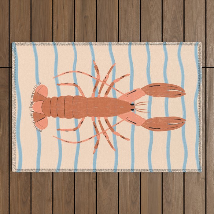 Lobster - Blue Stripes Outdoor Rug Gallery Image 1