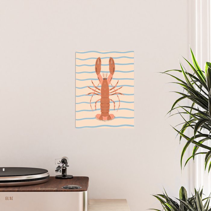Lobster - Blue Stripes Poster Gallery Image 2