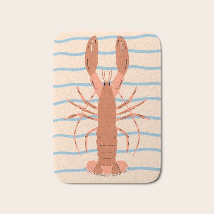 Lobster - Blue Stripes Bath Mat Gallery Image 1