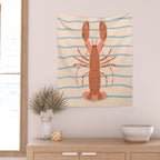 Lobster - Blue Stripes Wall Tapestry Gallery Image 2
