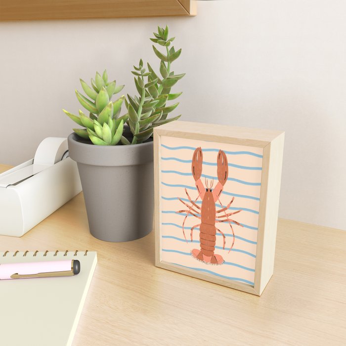Lobster - Blue Stripes Mini Art Print Gallery Image 2