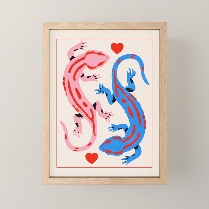 The lovers - salamanders Mini Art Print Gallery Image 1