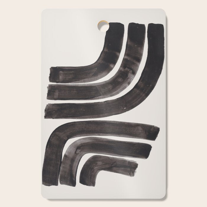 Don't Go Mid Century Modern Minimalist Black Ink Painting Funky Tribal Art Cutting Board Gallery Image 1