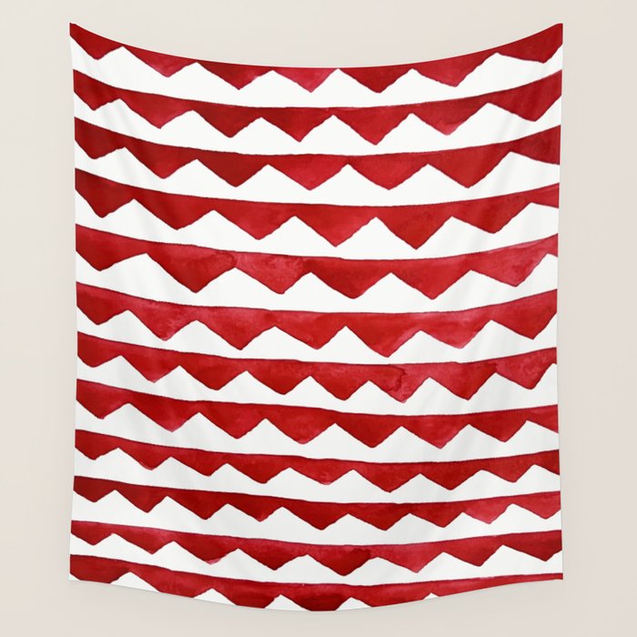 Red Triangle Lines Wall Tapestry Gallery Image 4
