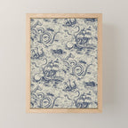 Mythical Sea Creatures Toile de Jouy Mini Art Print Gallery Image 1