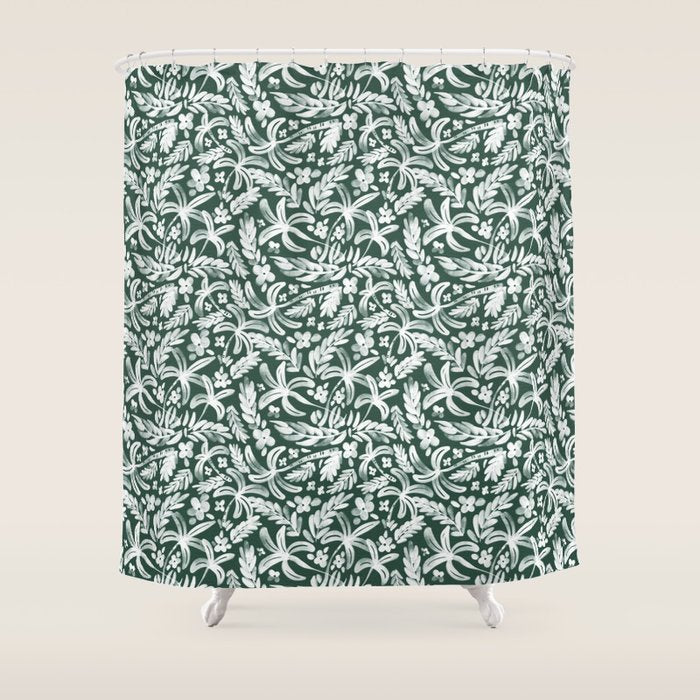 Greenish Tropical Palm Breeze Shower Curtain Gallery Image 1