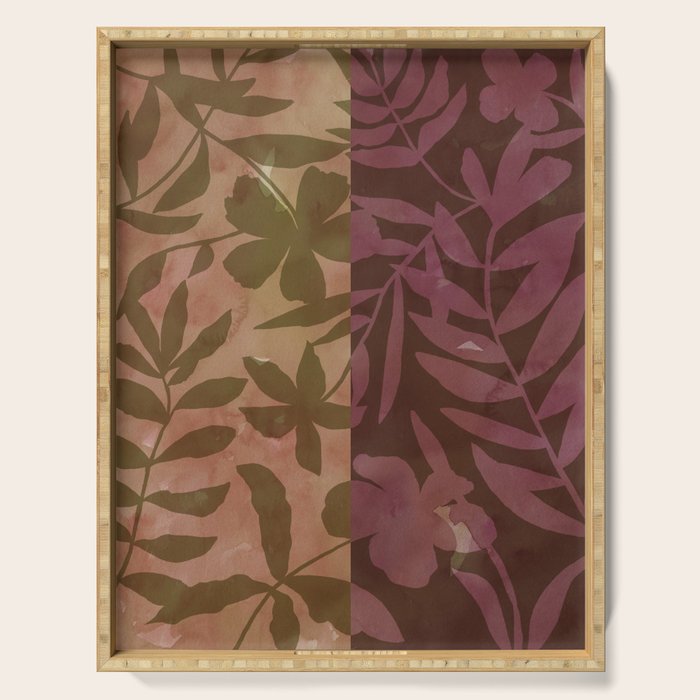 Reverse Floral Maroon Serving Tray Gallery Image 1