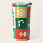 Christmas geometric mosaic art pattern Travel Mug Gallery Image 2
