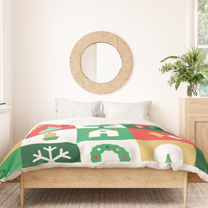 Christmas geometric mosaic art pattern Duvet Cover Gallery Image 3