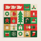 Christmas geometric mosaic art pattern Wood Wall Art Gallery Image 1
