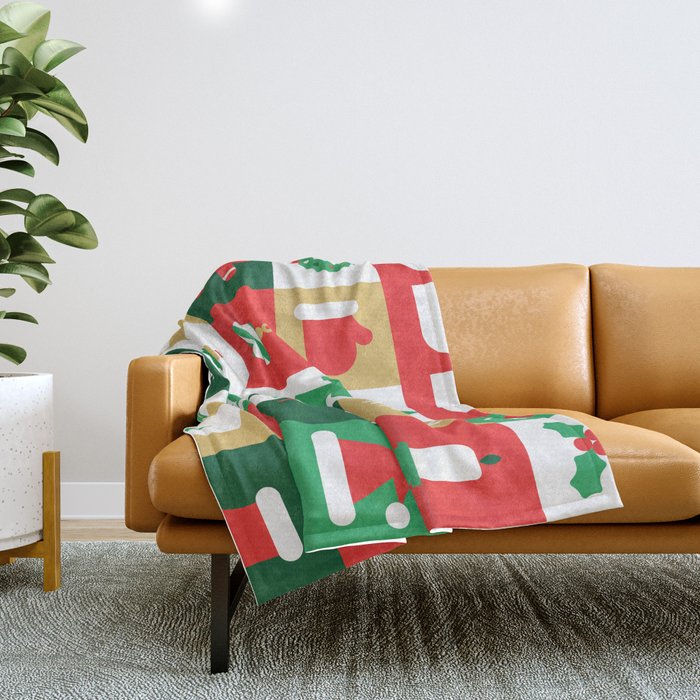 Christmas geometric mosaic art pattern Throw Blanket Gallery Image 1