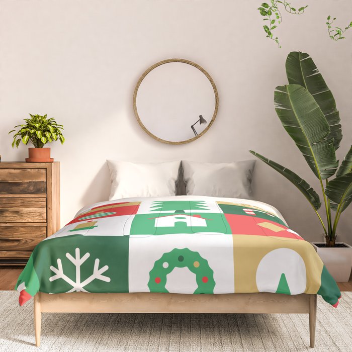 Christmas geometric mosaic art pattern Comforter Gallery Image 3