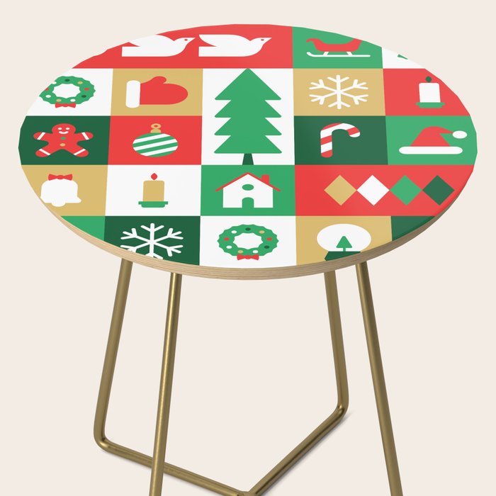 Christmas geometric mosaic art pattern Side Table Gallery Image 2