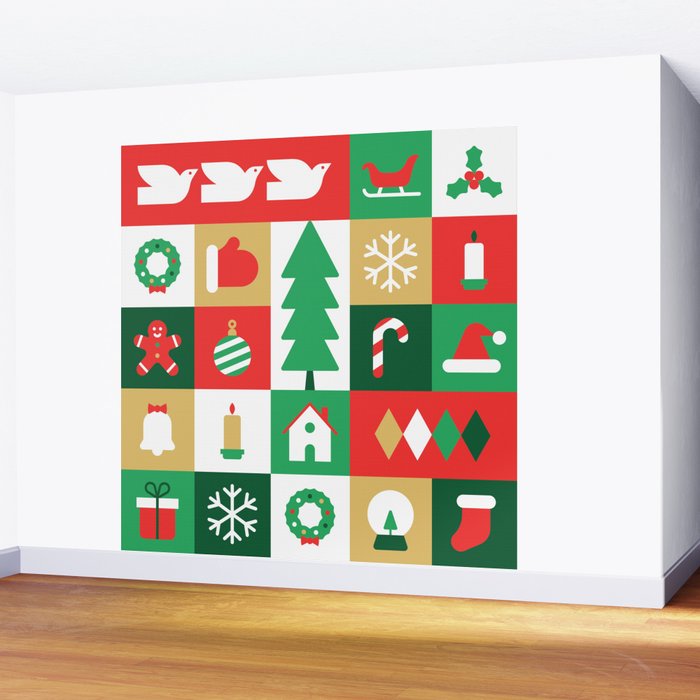 Christmas geometric mosaic art pattern Wall Mural Gallery Image 2