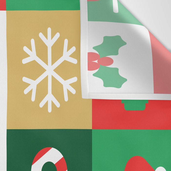 Christmas geometric mosaic art pattern Wall Tapestry Gallery Image 3