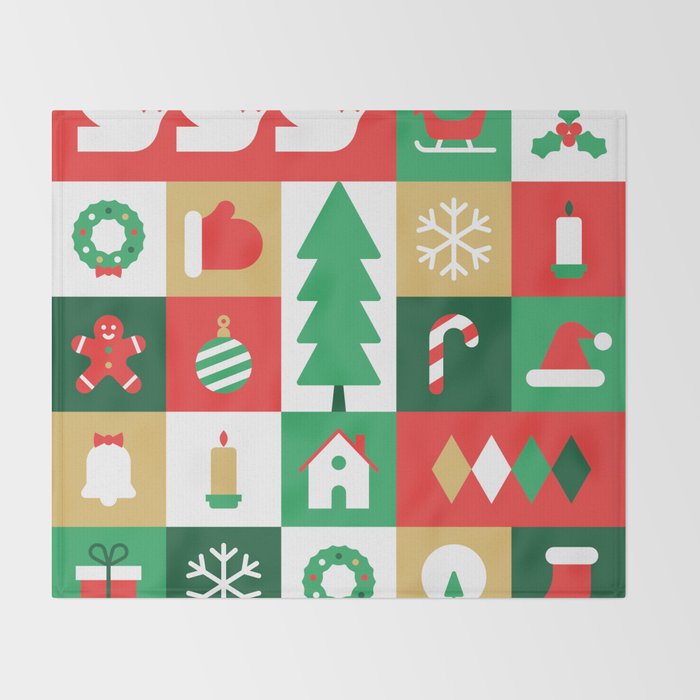 Christmas geometric mosaic art pattern Throw Blanket Gallery Image 2