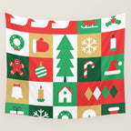 Christmas geometric mosaic art pattern Wall Tapestry Gallery Image 4