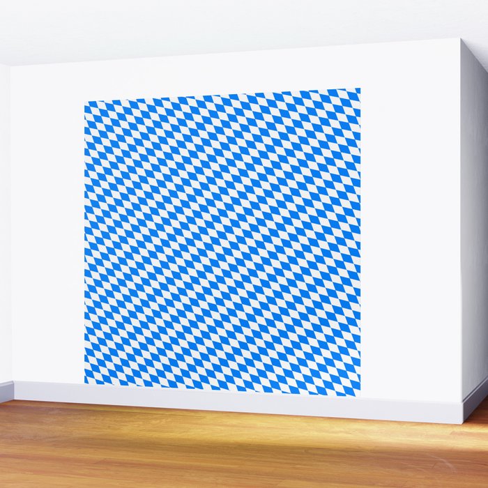 Bavarian Blue and White Diamond Flag Pattern Wall Mural Gallery Image 2