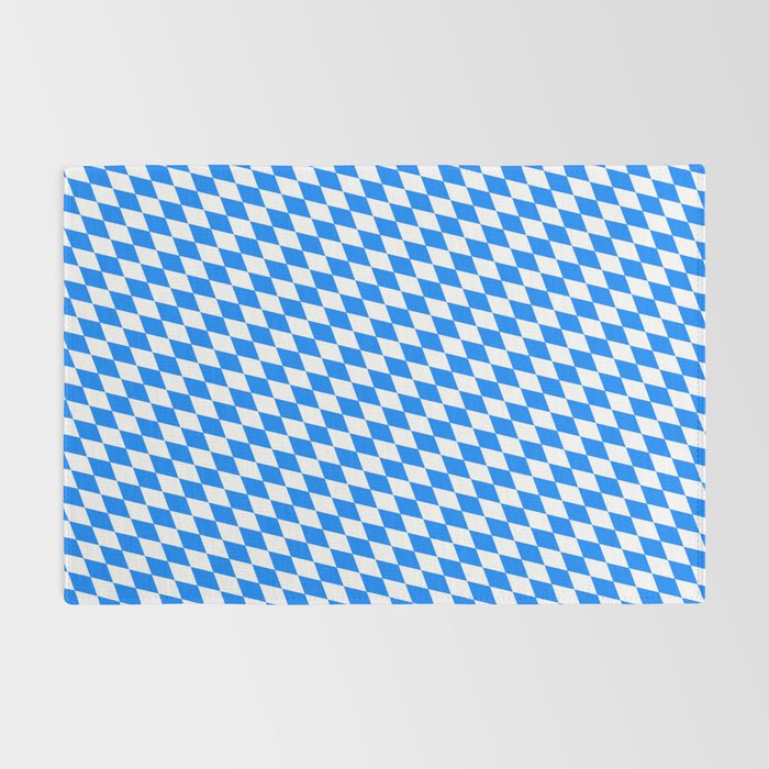 Bavarian Blue and White Diamond Flag Pattern Rug Gallery Image 2