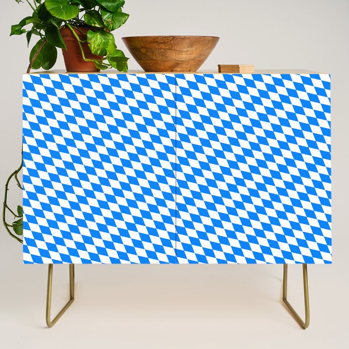 Bavarian Blue and White Diamond Flag Pattern Credenza Gallery Image 1