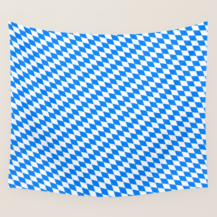 Bavarian Blue and White Diamond Flag Pattern Wall Tapestry Gallery Image 4