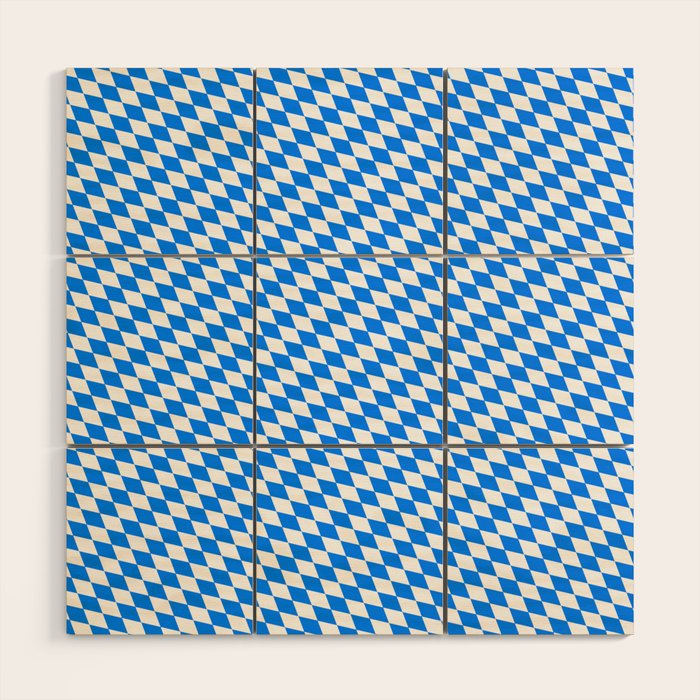 Bavarian Blue and White Diamond Flag Pattern Wood Wall Art Gallery Image 1