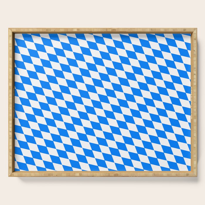 Bavarian Blue and White Diamond Flag Pattern Serving Tray Gallery Image 1