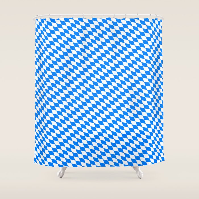 Bavarian Blue and White Diamond Flag Pattern Shower Curtain Gallery Image 1