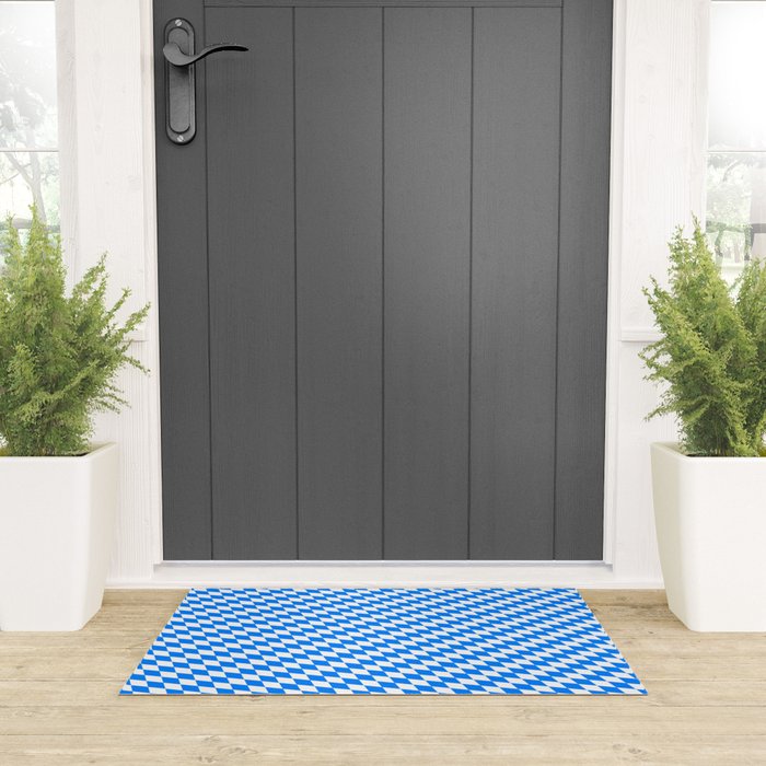 Bavarian Blue and White Diamond Flag Pattern Welcome Mat Gallery Image 3