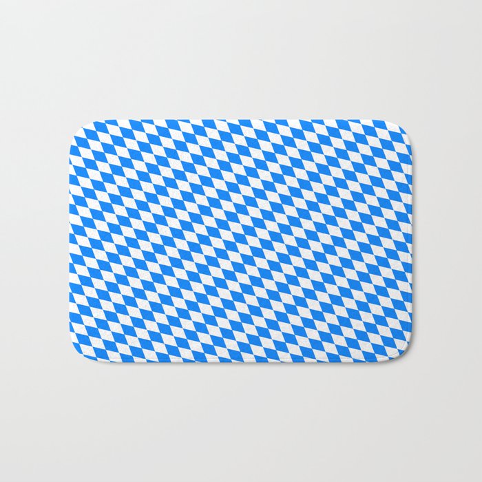 Bavarian Blue and White Diamond Flag Pattern Bath Mat Gallery Image 1