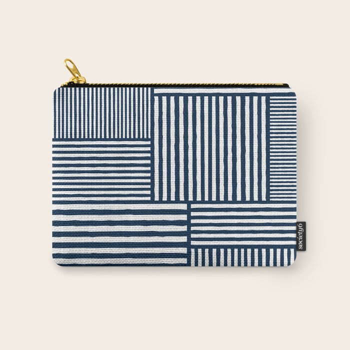 White Lines Navy Minimalist Stylish Design Carry All Pouch Gallery Image 1
