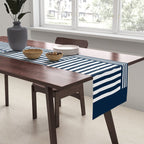 White Lines Navy Minimalist Stylish Design Table Runner Gallery Image 2