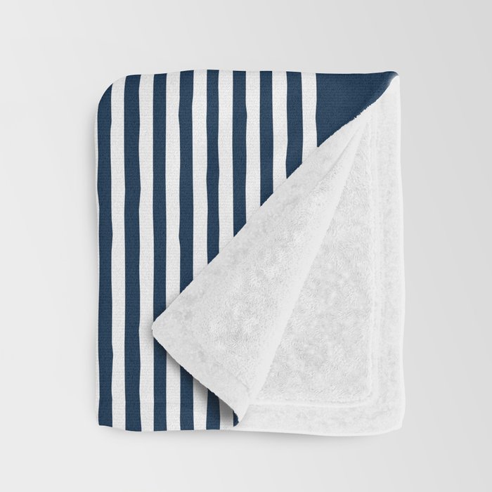 White Lines Navy Minimalist Stylish Design Throw Blanket Gallery Image 3