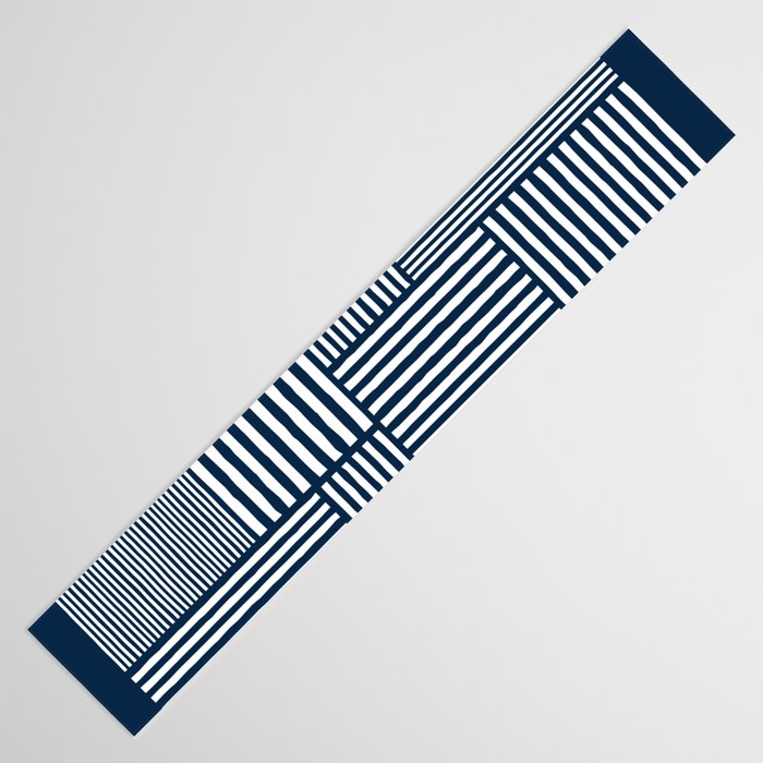 White Lines Navy Minimalist Stylish Design Table Runner Gallery Image 3