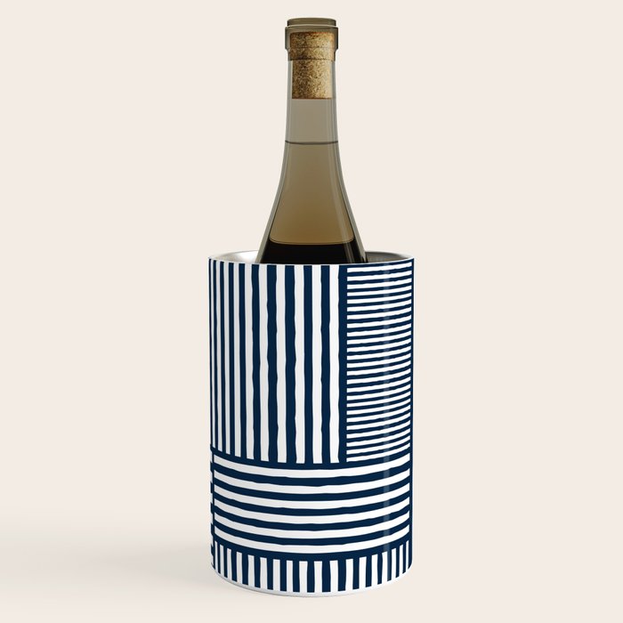 White Lines Navy Minimalist Stylish Design Wine Chiller Gallery Image 3