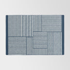 White Lines Navy Minimalist Stylish Design Rug Gallery Image 2