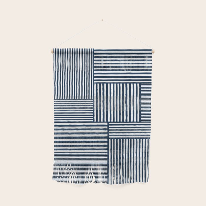 White Lines Navy Minimalist Stylish Design Wall Hanging Gallery Image 1