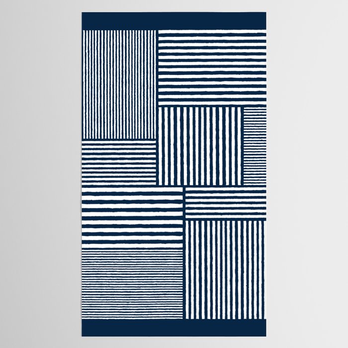White Lines Navy Minimalist Stylish Design Tablecloth Gallery Image 2