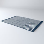 White Lines Navy Minimalist Stylish Design Rug Gallery Image 3