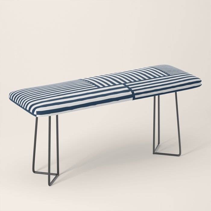 White Lines Navy Minimalist Stylish Design Bench Gallery Image 1