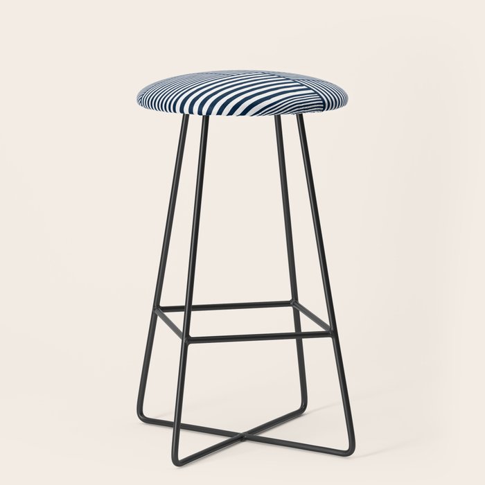 White Lines Navy Minimalist Stylish Design Stool Gallery Image 1